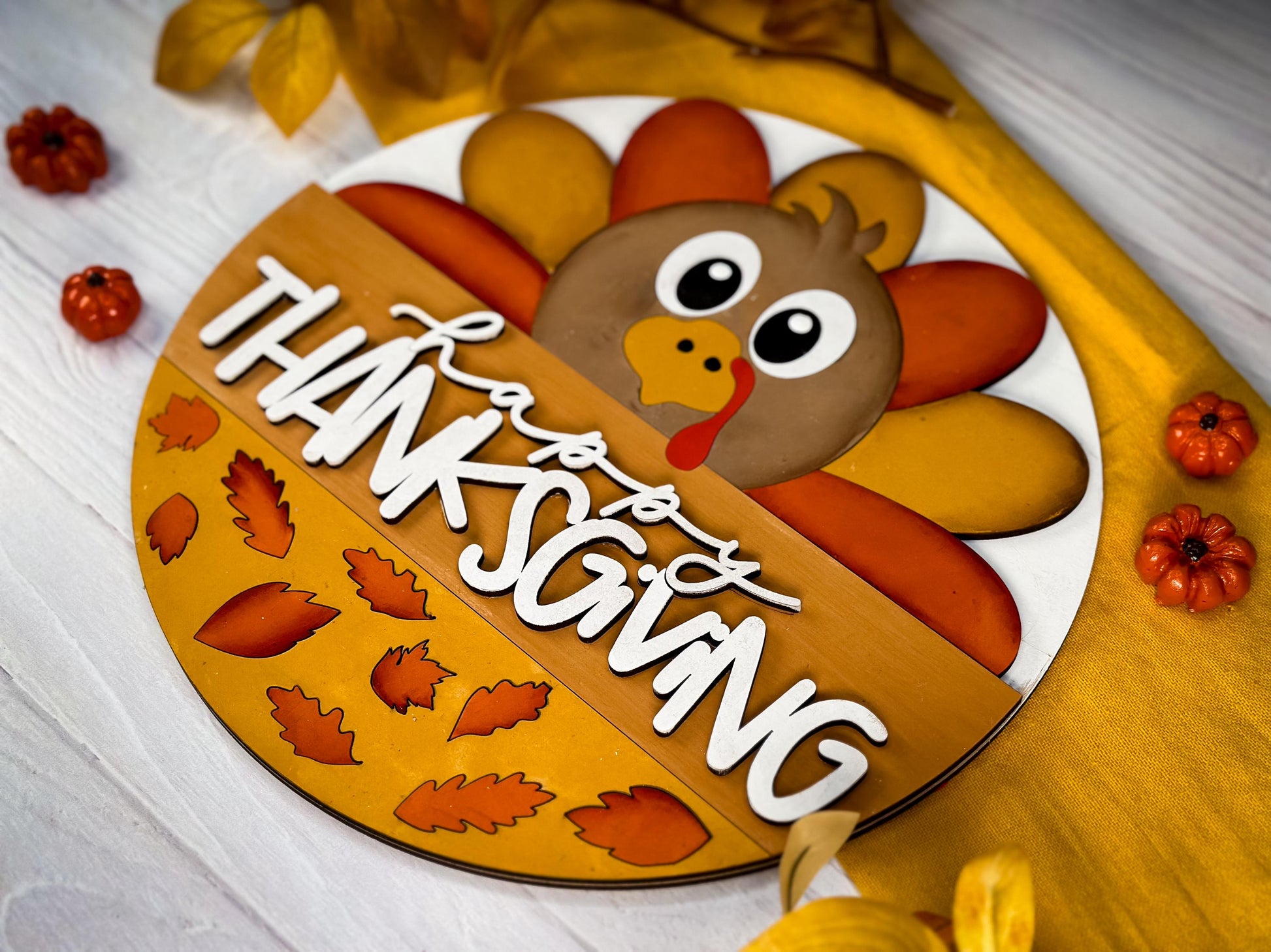 Happy Thanksgiving Door Hanger SVG | Cute Turkey Thanksgiving Sign Digital File | Fall Decor Laser Cut SVG | Glowforge svg | Xtool SVG