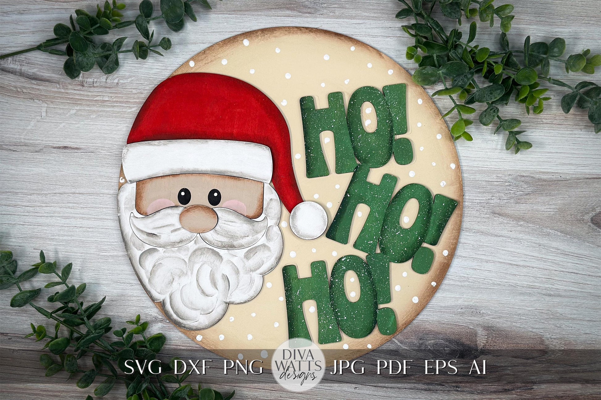 Ho Ho Ho Santa SVG Laser Cut File – Stacked Vertical Christmas Sign – Festive Holiday Wall Decor