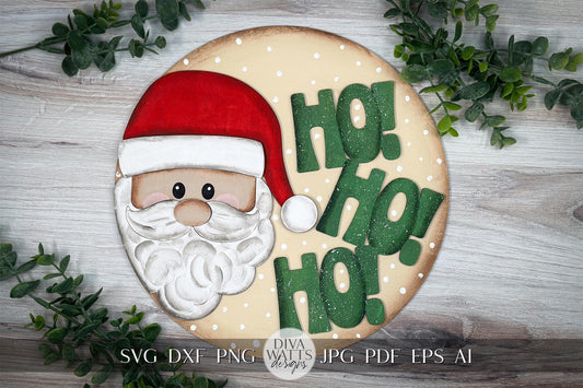 Ho Ho Ho Santa SVG Laser Cut File – Stacked Vertical Christmas Sign – Festive Holiday Wall Decor