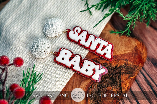 Layered Santa Baby Earrings SVG - Christmas Glowforge SVG, Xtool SVG, Earring svg Design for Crafting!