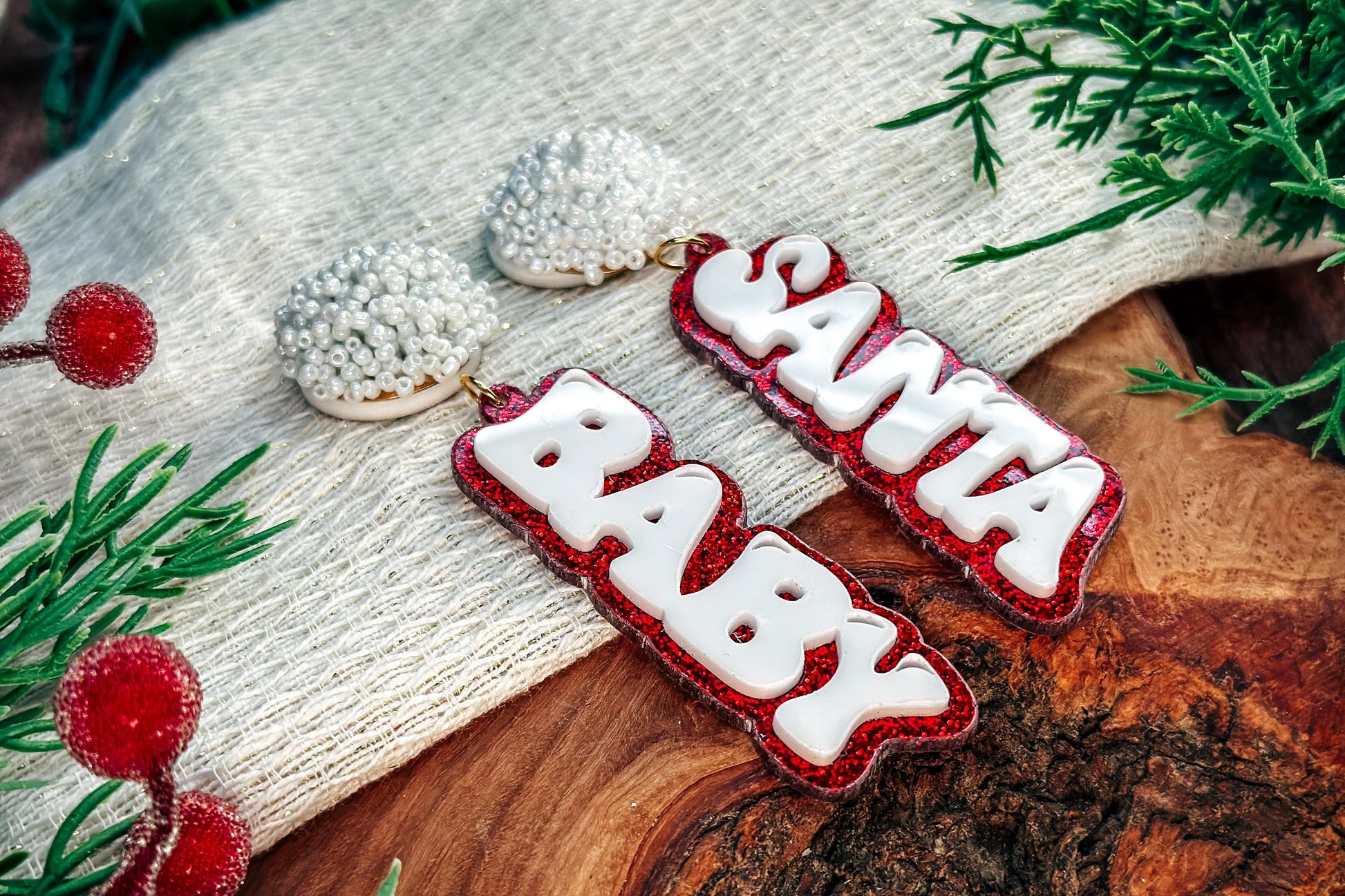 Layered Santa Baby Earrings SVG - Christmas Glowforge SVG, Xtool SVG, Earring svg Design for Crafting!