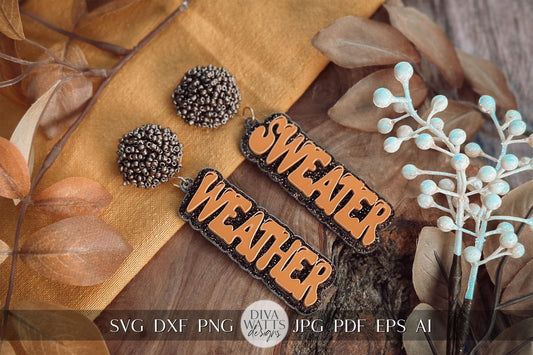 Sweater Weather Earrings SVG - Cozy Glowforge SVG, Xtool SVG, Earring svg Design for Crafting!