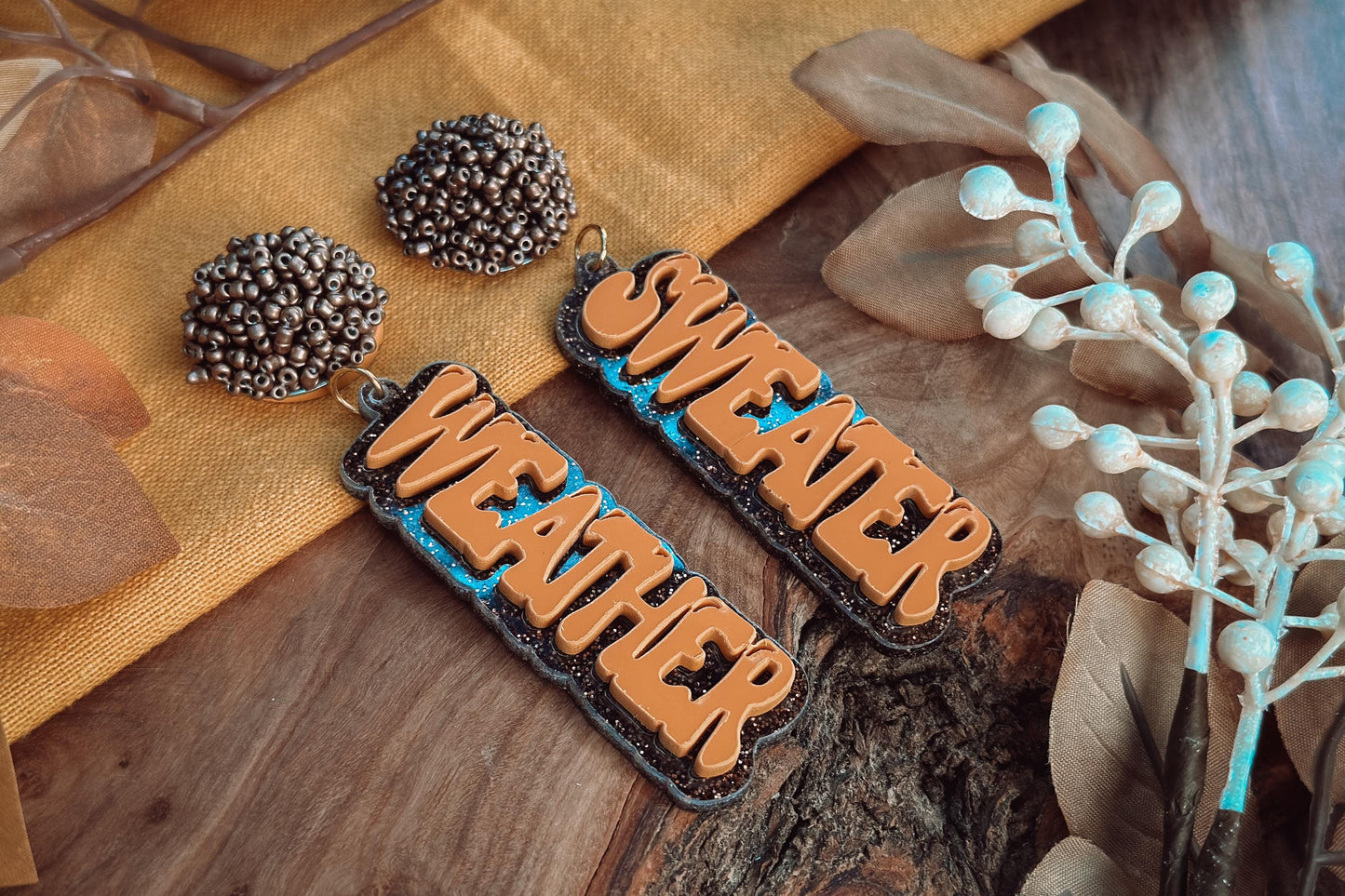 Sweater Weather Earrings SVG - Cozy Glowforge SVG, Xtool SVG, Earring svg Design for Crafting!