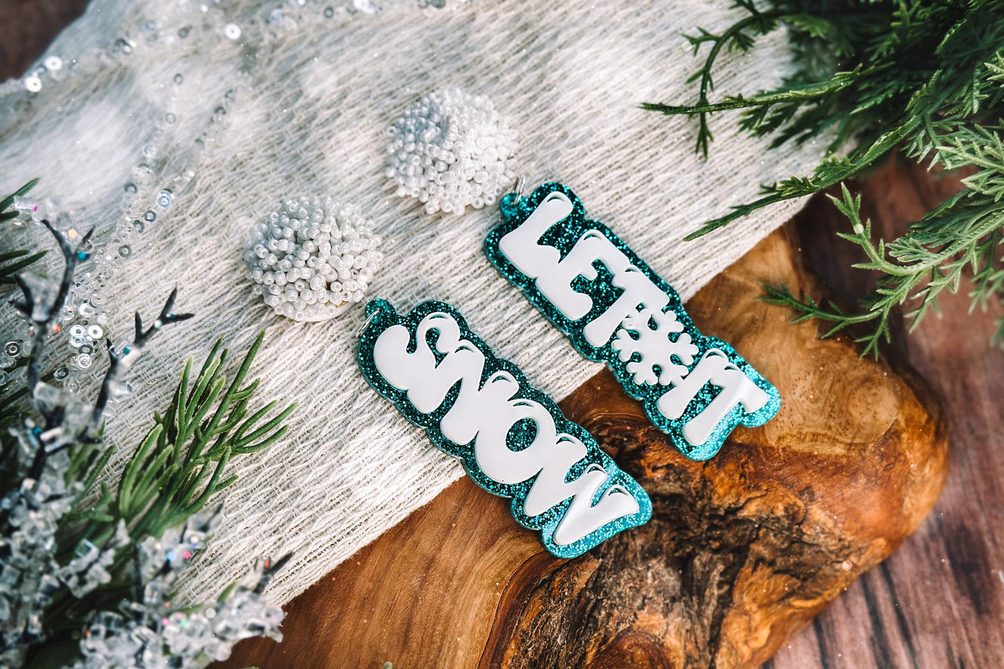 Let It Snow Layered Earrings SVG - Christmas Glowforge SVG, Xtool SVG, Earring svg Design for Crafting!