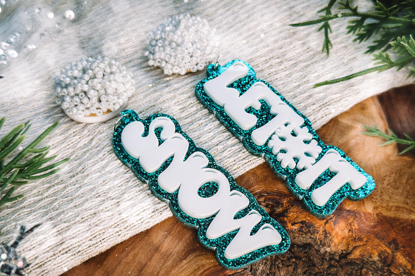 Let It Snow Layered Earrings SVG - Christmas Glowforge SVG, Xtool SVG, Earring svg Design for Crafting!