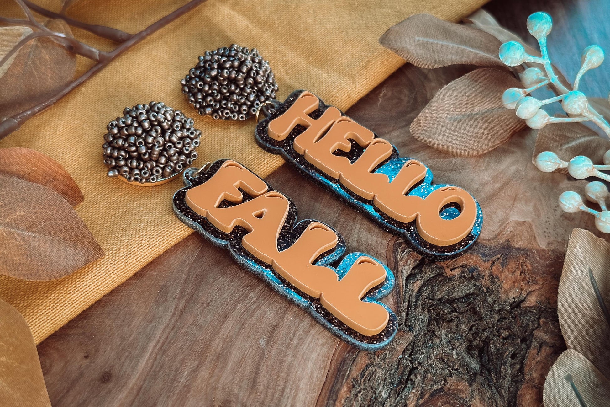 Hello Fall Layered Earrings SVG - Autumn Glowforge SVG, Xtool SVG, Earring svg Design for Crafting!