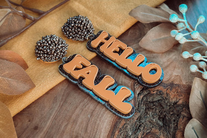 Hello Fall Layered Earrings SVG - Autumn Glowforge SVG, Xtool SVG, Earring svg Design for Crafting!
