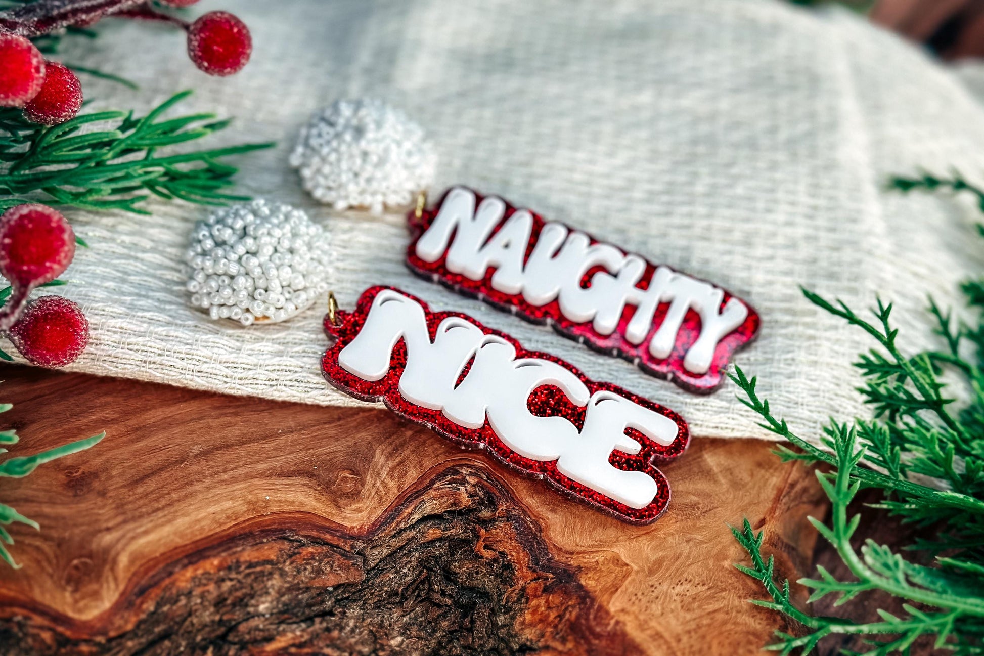 Naughty & Nice Layered Earrings SVG - Christmas Glowforge SVG, Xtool SVG, Earring svg Design for Crafting!