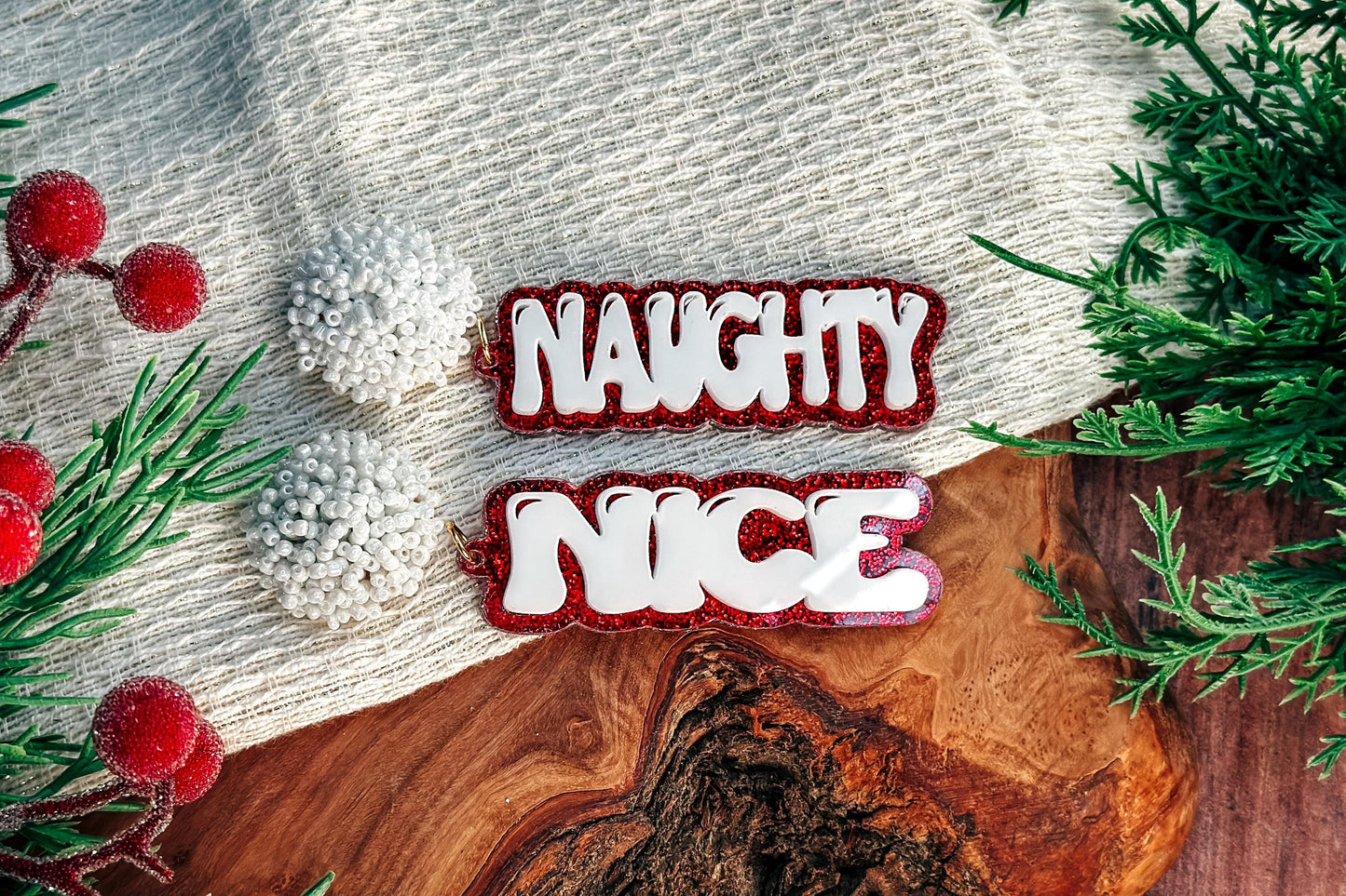 Naughty & Nice Layered Earrings SVG - Christmas Glowforge SVG, Xtool SVG, Earring svg Design for Crafting!