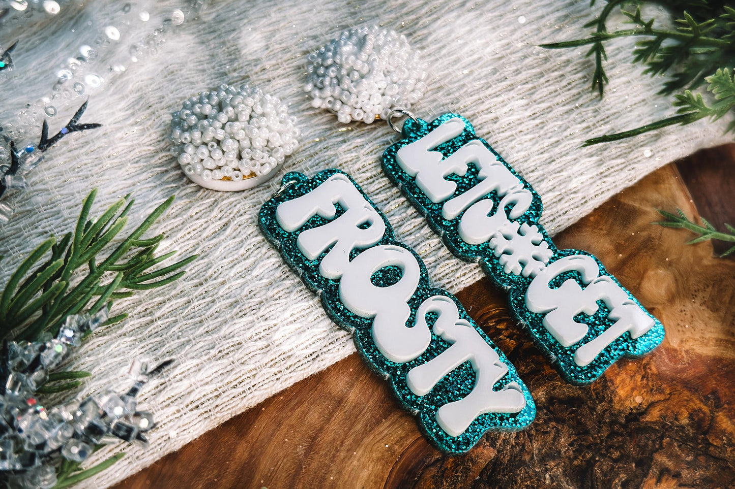 Let's Get Frosty Earrings SVG - Winter Glowforge SVG, Xtool SVG, Earring svg Design for Crafting!
