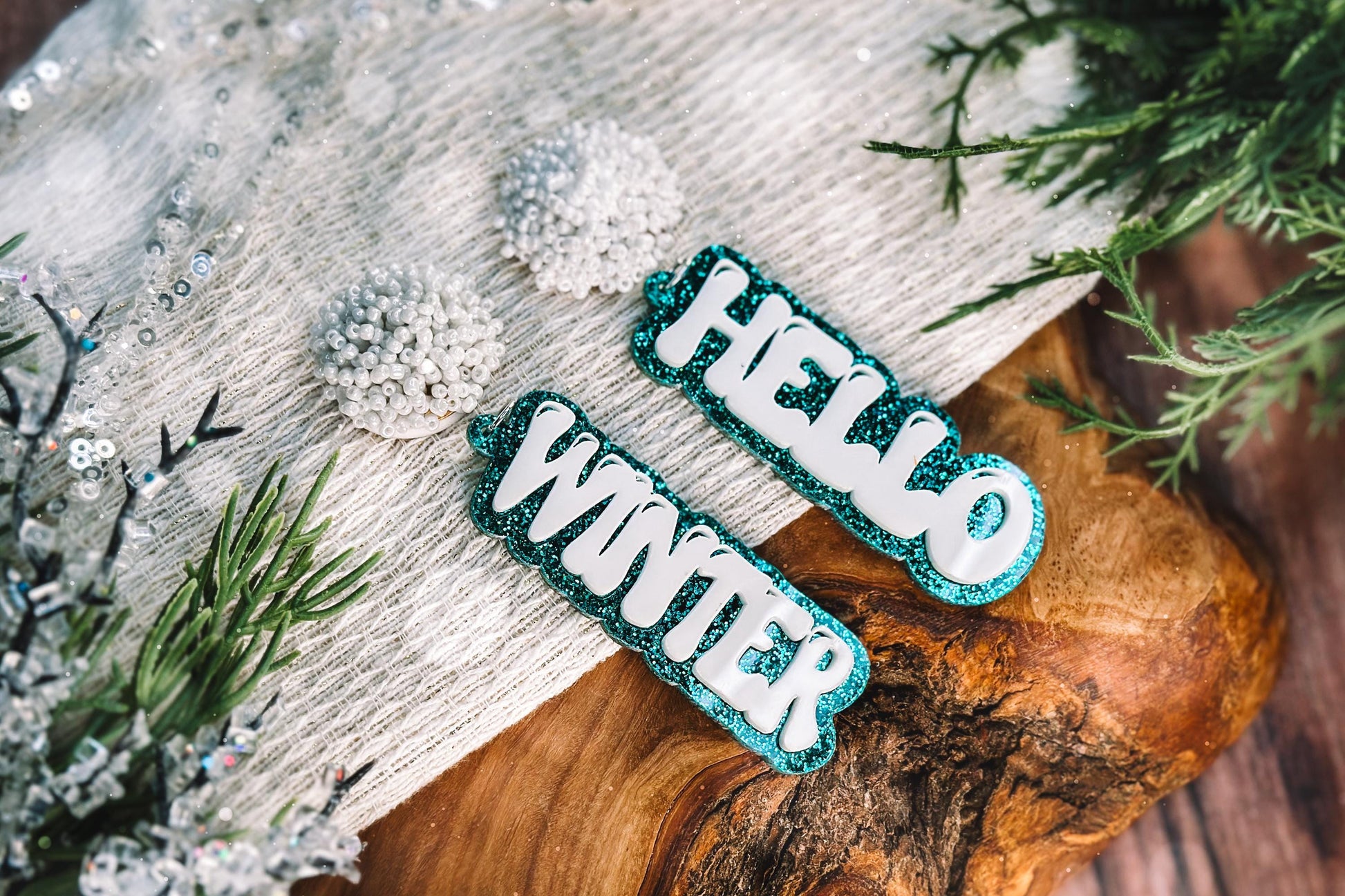 Hello Winter Earrings SVG - Seasonal Glowforge SVG, Xtool SVG, Earring svg Design for Crafting!