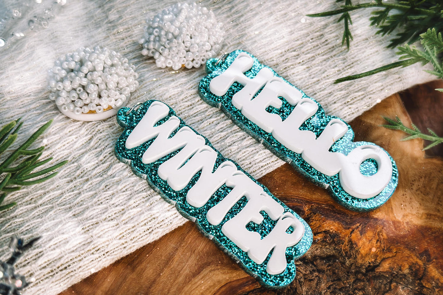 Hello Winter Earrings SVG - Seasonal Glowforge SVG, Xtool SVG, Earring svg Design for Crafting!