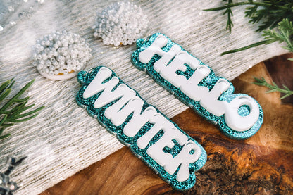 Hello Winter Earrings SVG - Seasonal Glowforge SVG, Xtool SVG, Earring svg Design for Crafting!