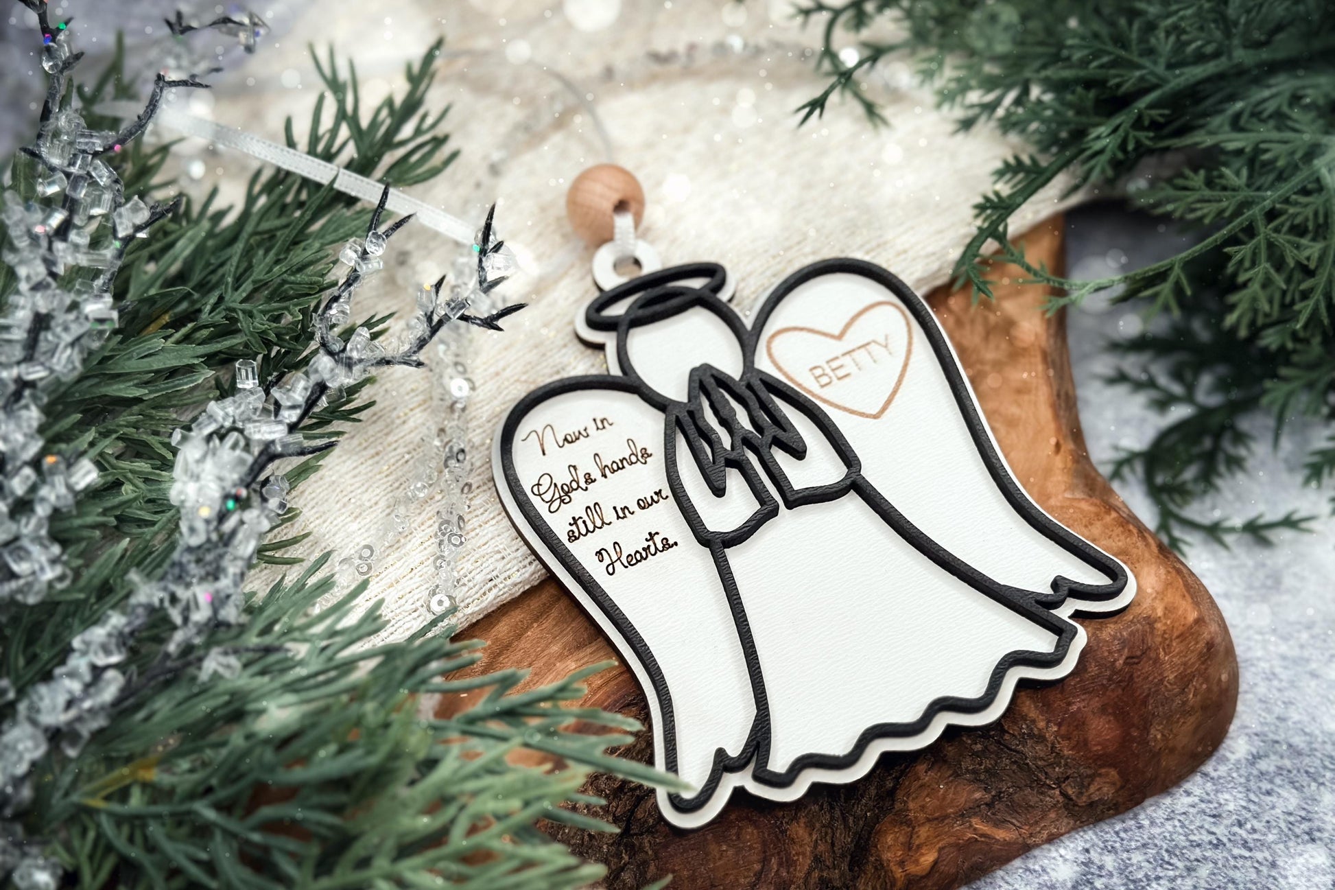 Angel Ornament SVG for Laser | Personalized Angel Ornament | Custom Memorial Angel Ornament | Laser Cut Ornament File for Glowforge & Xtool
