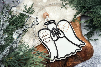Angel Ornament SVG for Laser | Personalized Angel Ornament | Custom Memorial Angel Ornament | Laser Cut Ornament File for Glowforge & Xtool
