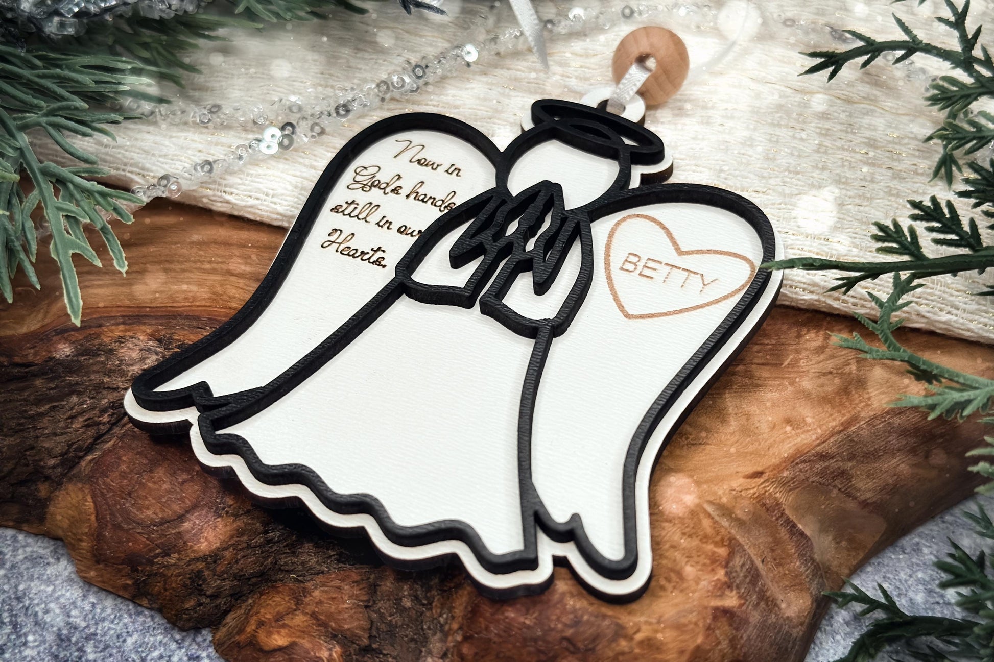 Angel Ornament SVG for Laser | Personalized Angel Ornament | Custom Memorial Angel Ornament | Laser Cut Ornament File for Glowforge & Xtool