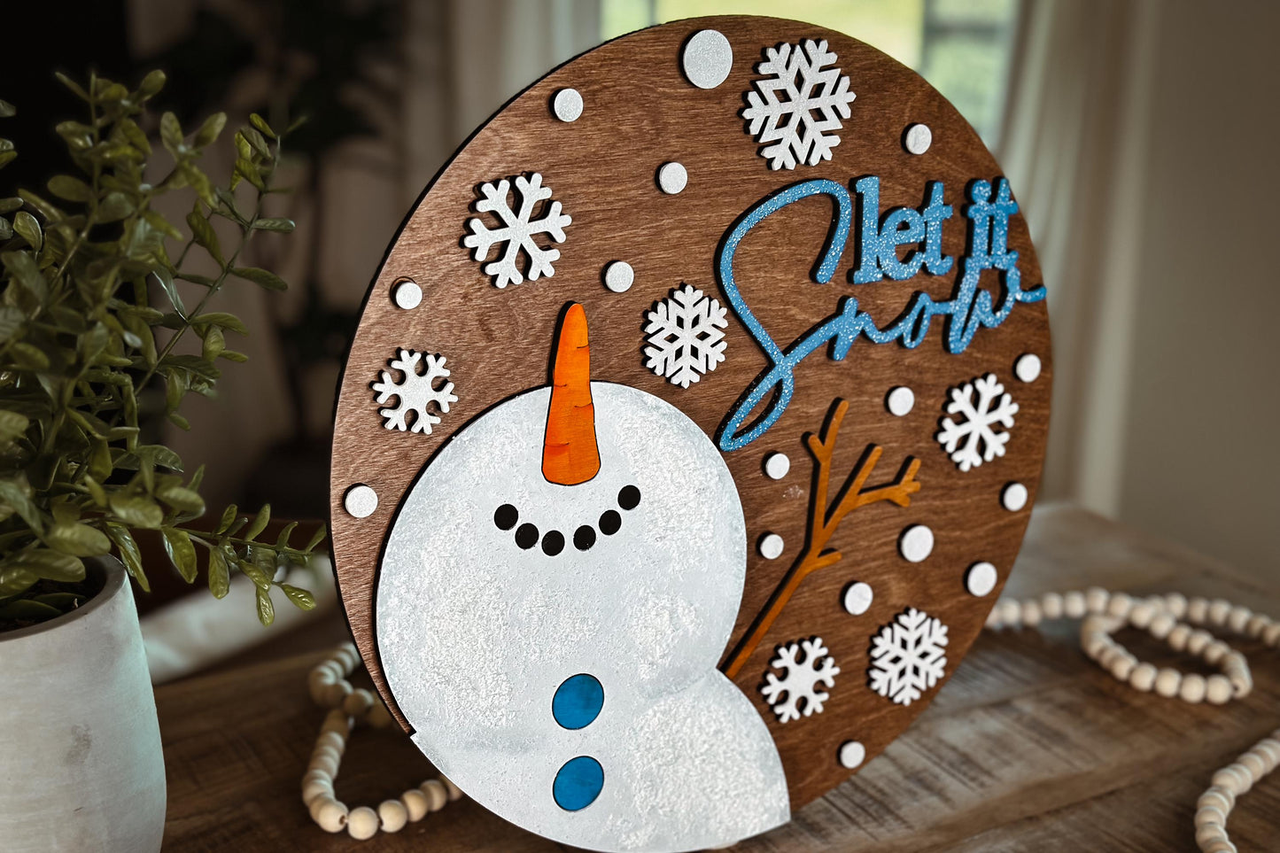 Let It Snow SVG for Door Hanger | Laser Cut Design | Winter Door Sign for Glowforge and Xtool