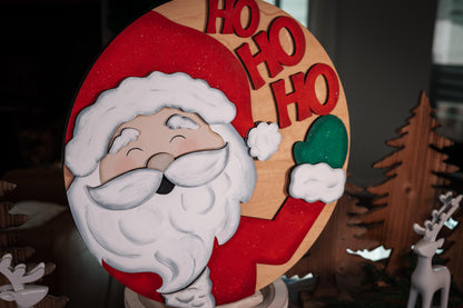 Santa Claus Ho Ho Ho SVG Laser Cut File – Festive Christmas Round Door Hanger Holiday Décor