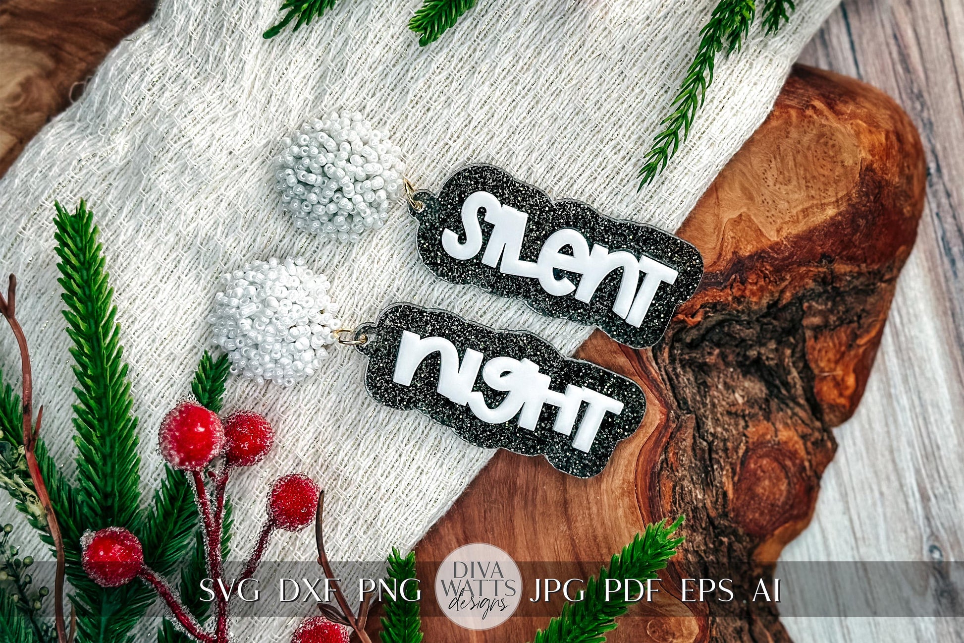 Silent Night Earrings SVG - Christmas Glowforge SVG, Xtool SVG, Earring Svg Design for Crafting!