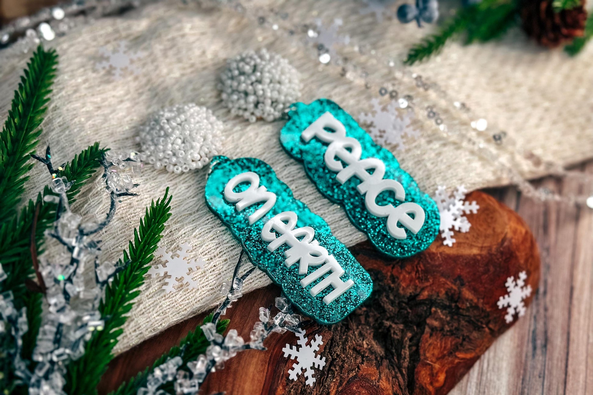 Peace on Earth Layered Earrings SVG - Christmas Glowforge SVG, Xtool svg Earring SVG Design for Crafting!