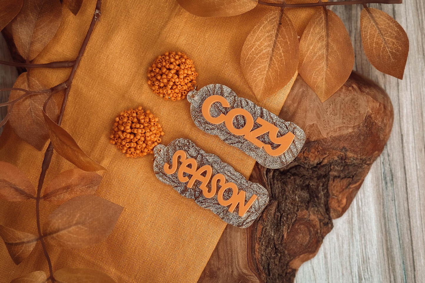 Cozy Season Layered Earrings SVG - Fall Glowforge SVG, Xtool SVG, Earring svg Design for Crafting