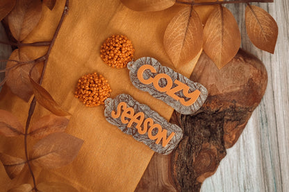 Cozy Season Layered Earrings SVG - Fall Glowforge SVG, Xtool SVG, Earring svg Design for Crafting