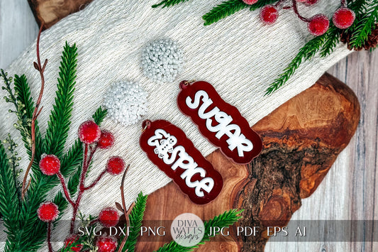 Sugar & Spice Layered Earrings SVG - Festive Glowforge SVG, Xtool SVG, Earring svg Design for Crafting!