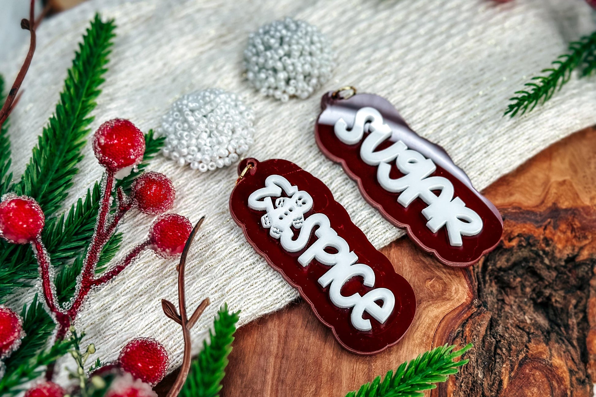 Sugar & Spice Layered Earrings SVG - Festive Glowforge SVG, Xtool SVG, Earring svg Design for Crafting!
