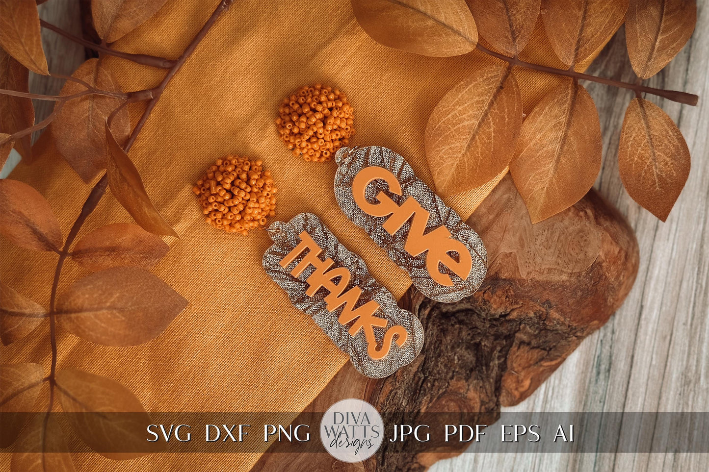 Give Thanks Layered Earrings SVG - Thanksgiving Glowforge SVG, Xtool svg, Earring SVG Design for Crafting!