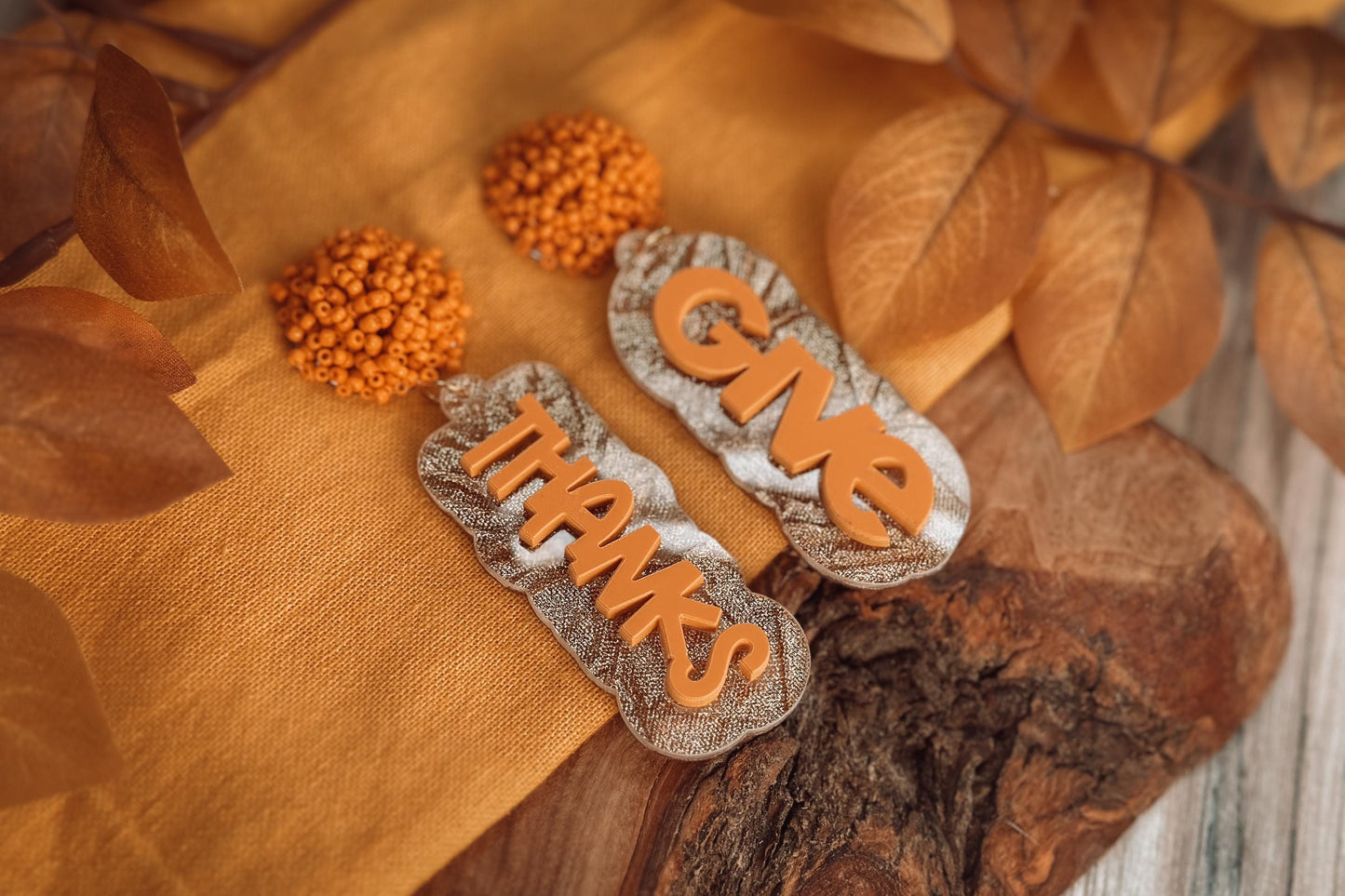 Give Thanks Layered Earrings SVG - Thanksgiving Glowforge SVG, Xtool svg, Earring SVG Design for Crafting!
