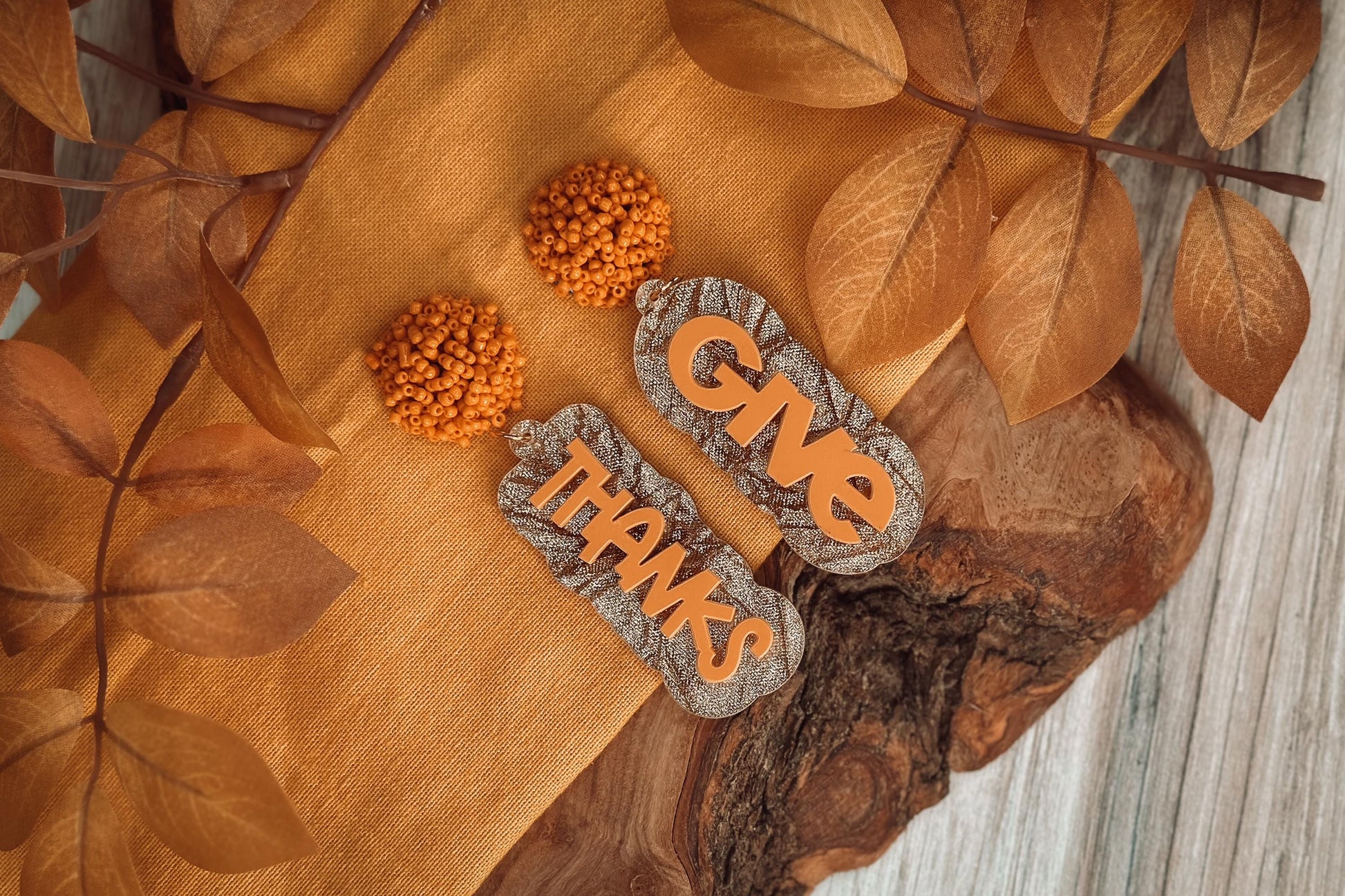 Give Thanks Layered Earrings SVG - Thanksgiving Glowforge SVG, Xtool svg, Earring SVG Design for Crafting!