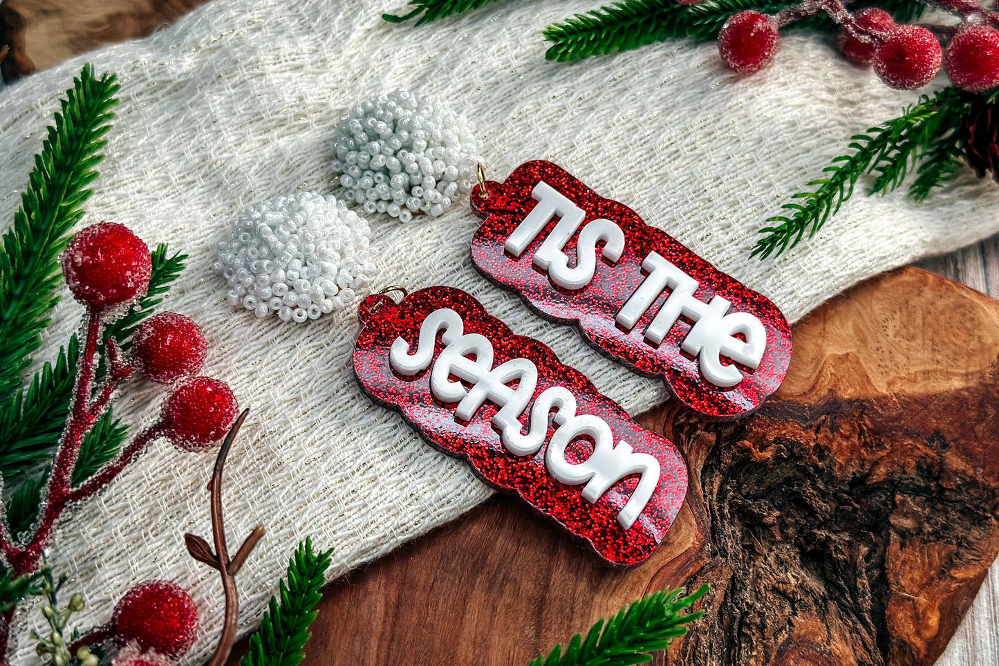 Tis the Season Layered Earrings SVG - Christmas Glowforge SVG, Xtool SVG, Earring svg Design for Crafting!
