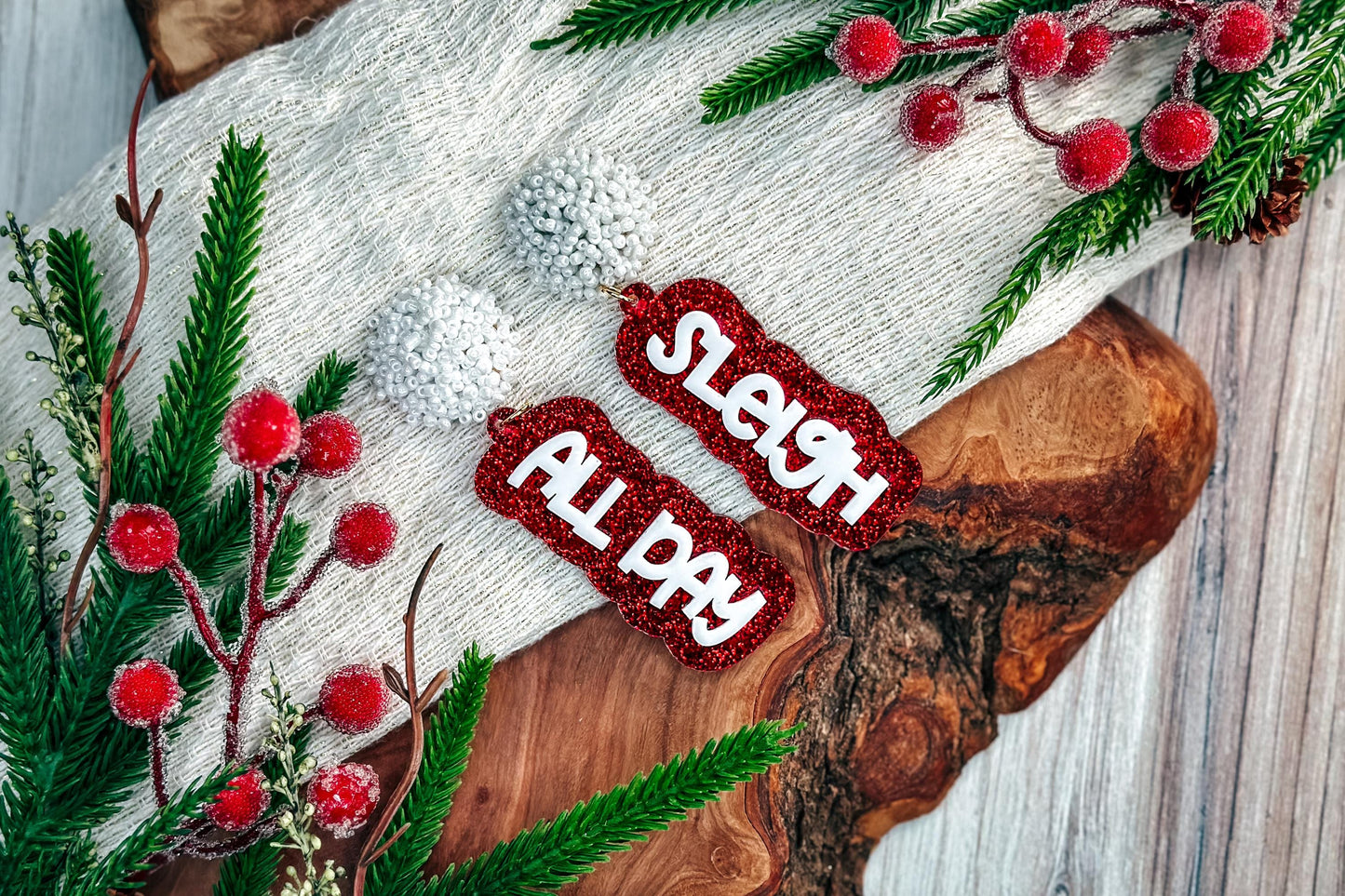 Sleigh All Day Layered Earrings SVG - Christmas Glowforge SVG, Xtool SVG, Earring svg Design for Crafting