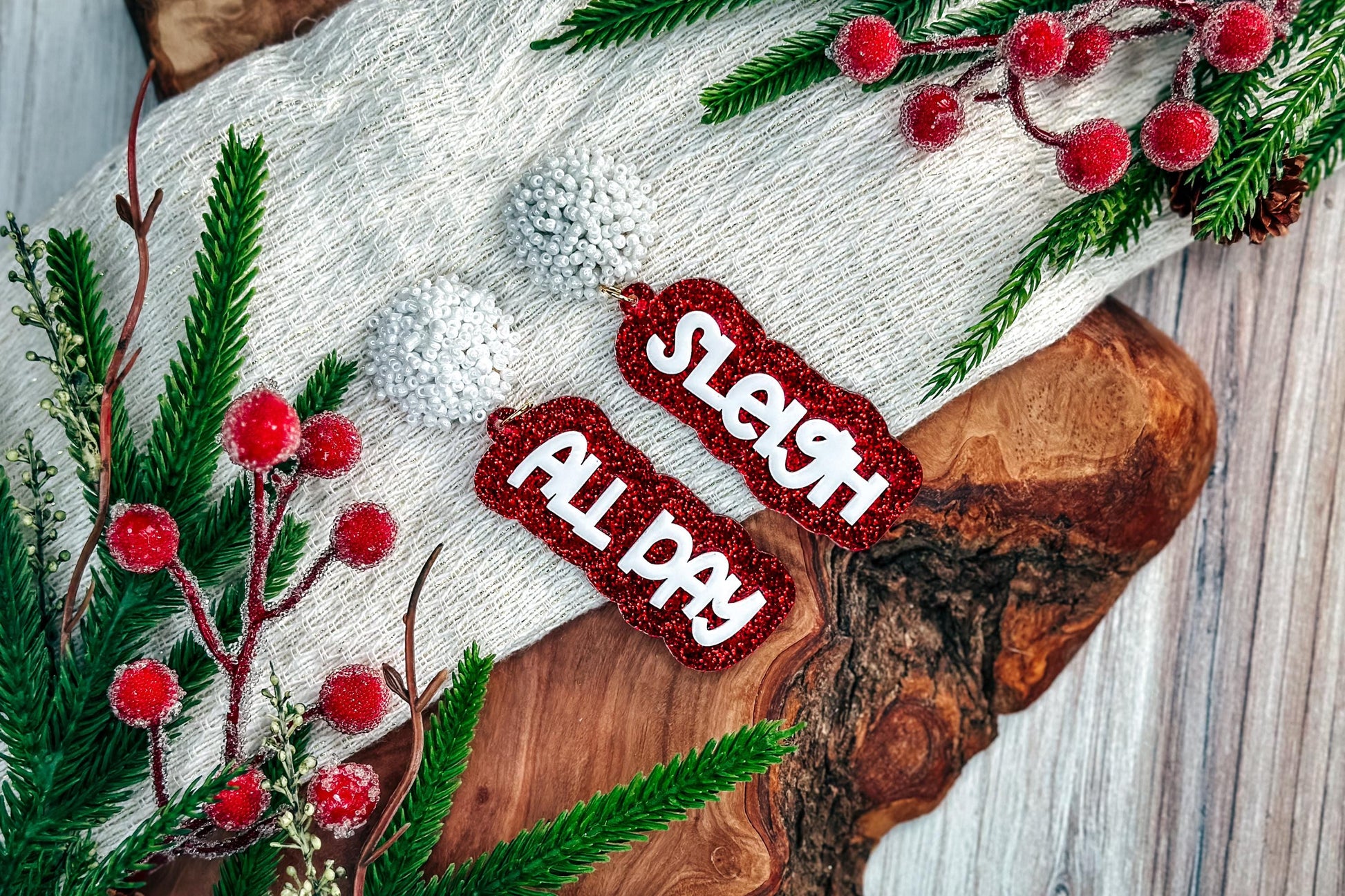 Sleigh All Day Layered Earrings SVG - Christmas Glowforge SVG, Xtool SVG, Earring svg Design for Crafting