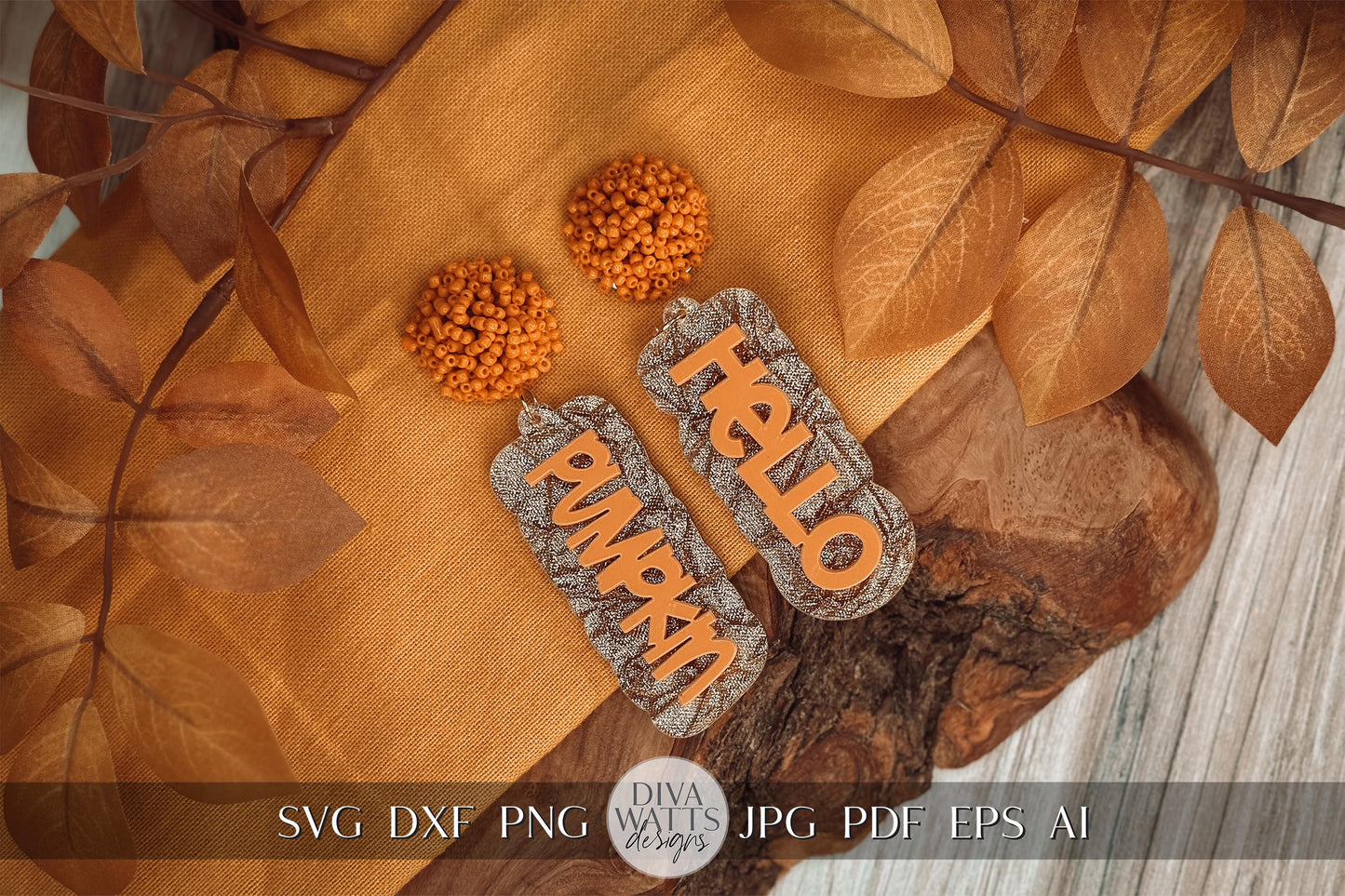 Hello Pumpkin Layered Earrings SVG - Fall Glowforge SVG, Xtool SVG, Earring svg Design for Crafting!