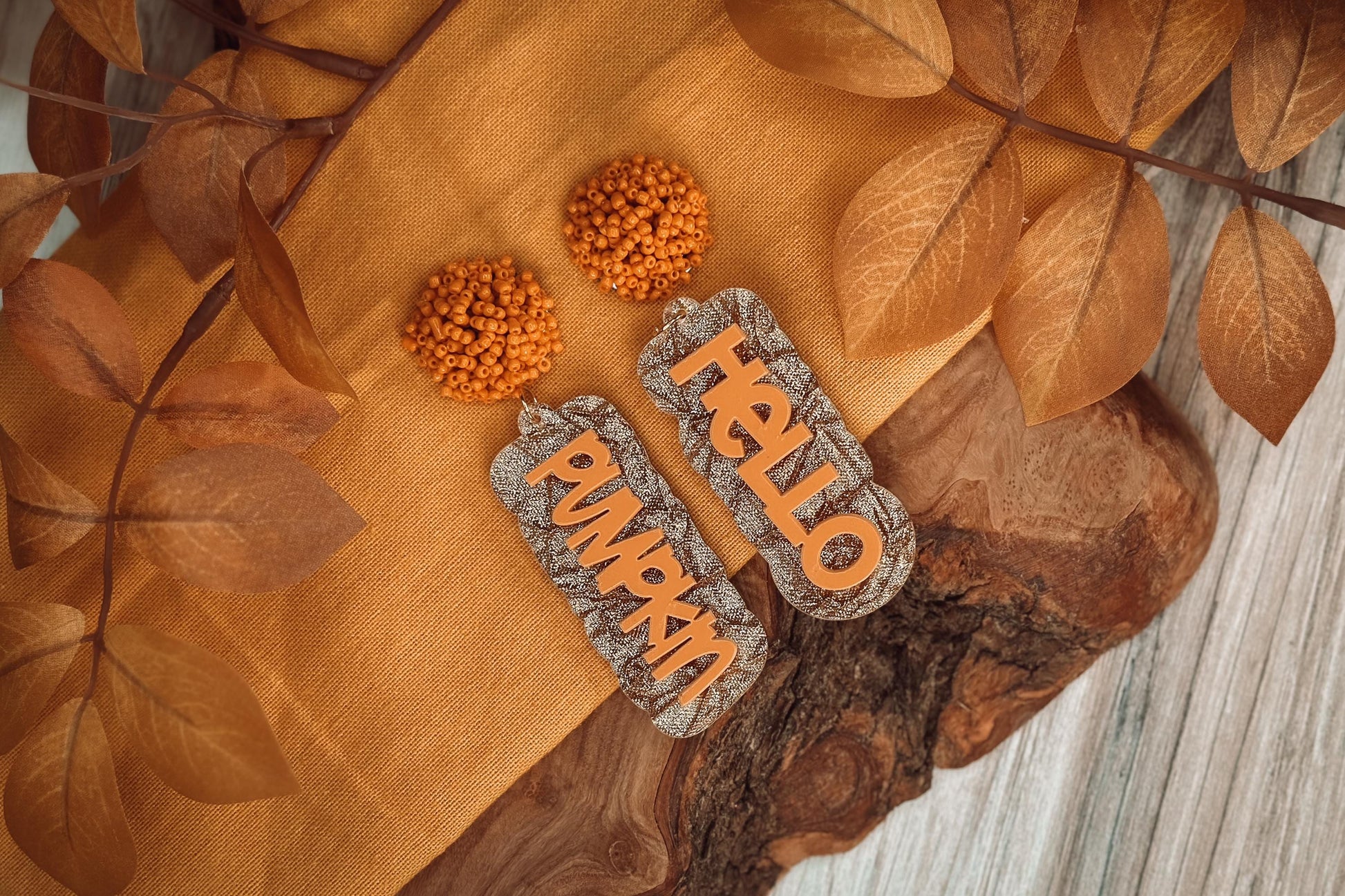 Hello Pumpkin Layered Earrings SVG - Fall Glowforge SVG, Xtool SVG, Earring svg Design for Crafting!