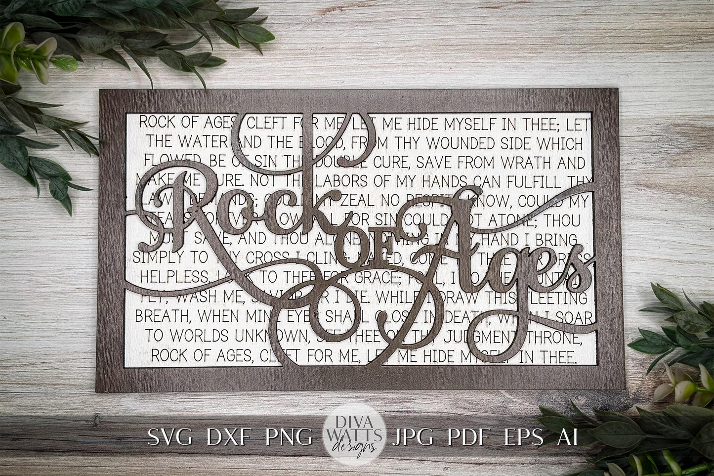 Rock of Ages Hymn Wall Art | Two-Layer Laser Cut File | Easy-to-Cut Christian Decor SVG | Hymn SVG For Laser Sign Glowforge SVG Xtool svg
