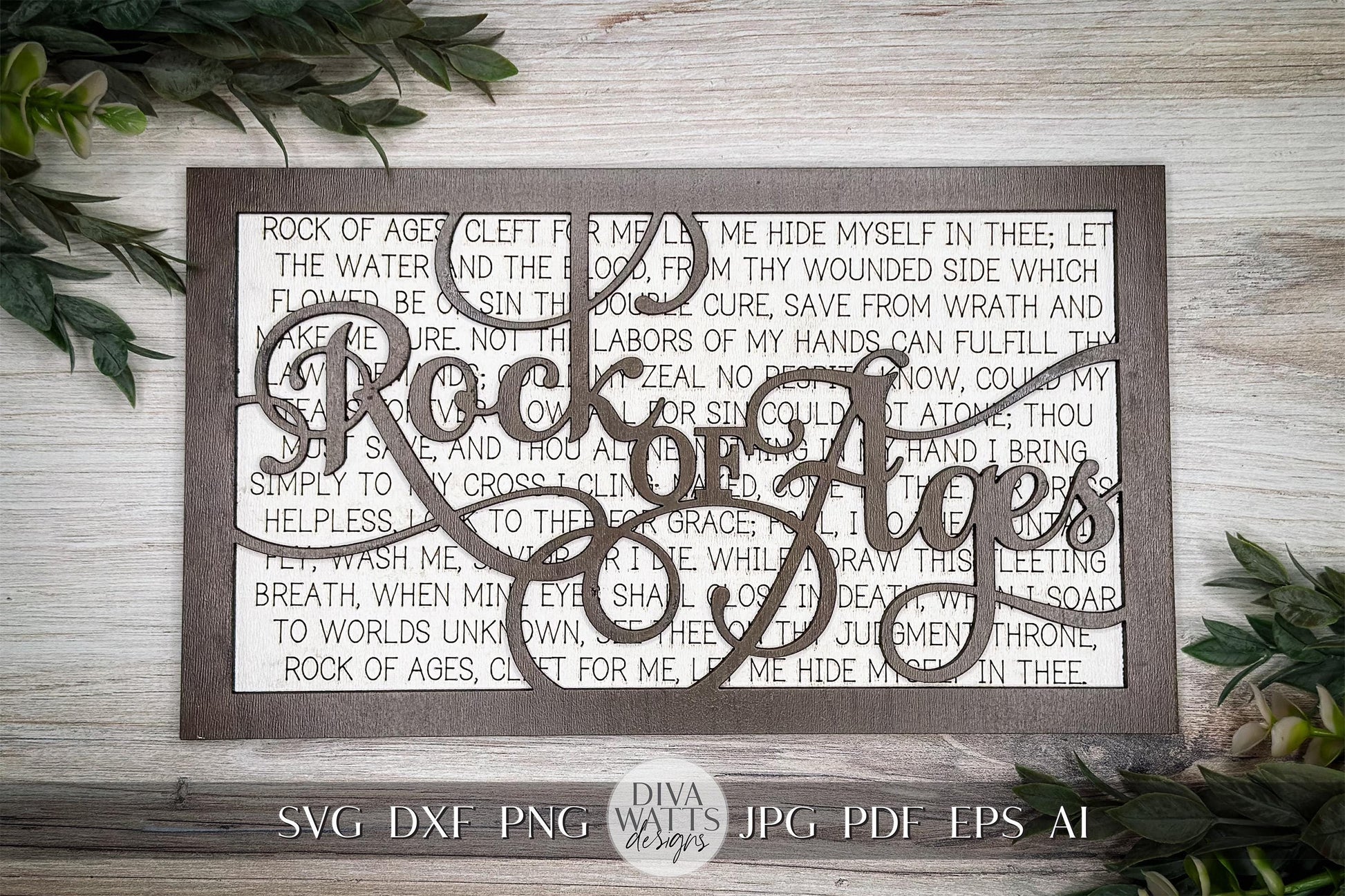 Rock of Ages Hymn Wall Art | Two-Layer Laser Cut File | Easy-to-Cut Christian Decor SVG | Hymn SVG For Laser Sign Glowforge SVG Xtool svg
