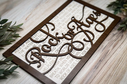 Rock of Ages Hymn Wall Art | Two-Layer Laser Cut File | Easy-to-Cut Christian Decor SVG | Hymn SVG For Laser Sign Glowforge SVG Xtool svg