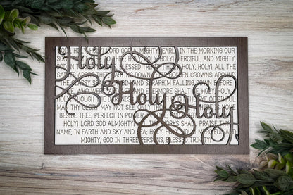 Holy Holy Holy Hymn Wall Art | Two-Layer Laser Cut File | Easy to Cut Scripture Decor SVG | Hymn SVG For Laser Sign Glowforge SVG Xtool svg