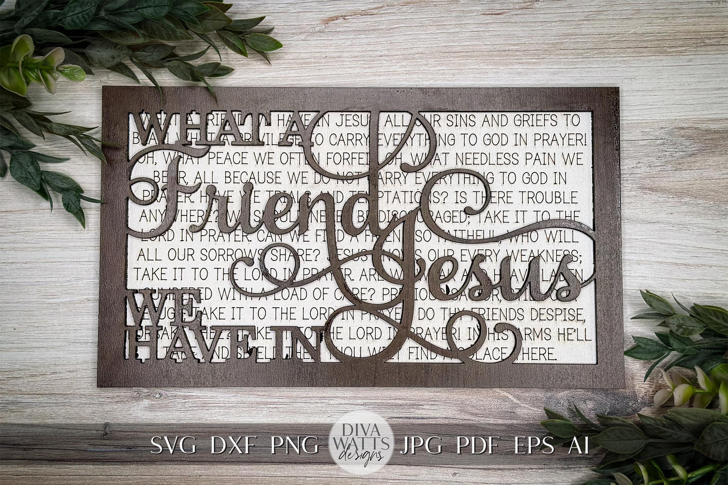 What a Friend We Have in Jesus Hymn Wall Art | Two-Layer Laser Cut File | Easy-Cut Christian SVG | Hymn SVG For Laser Sign Glowforge SVG