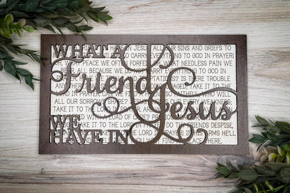 What a Friend We Have in Jesus Hymn Wall Art | Two-Layer Laser Cut File | Easy-Cut Christian SVG | Hymn SVG For Laser Sign Glowforge SVG