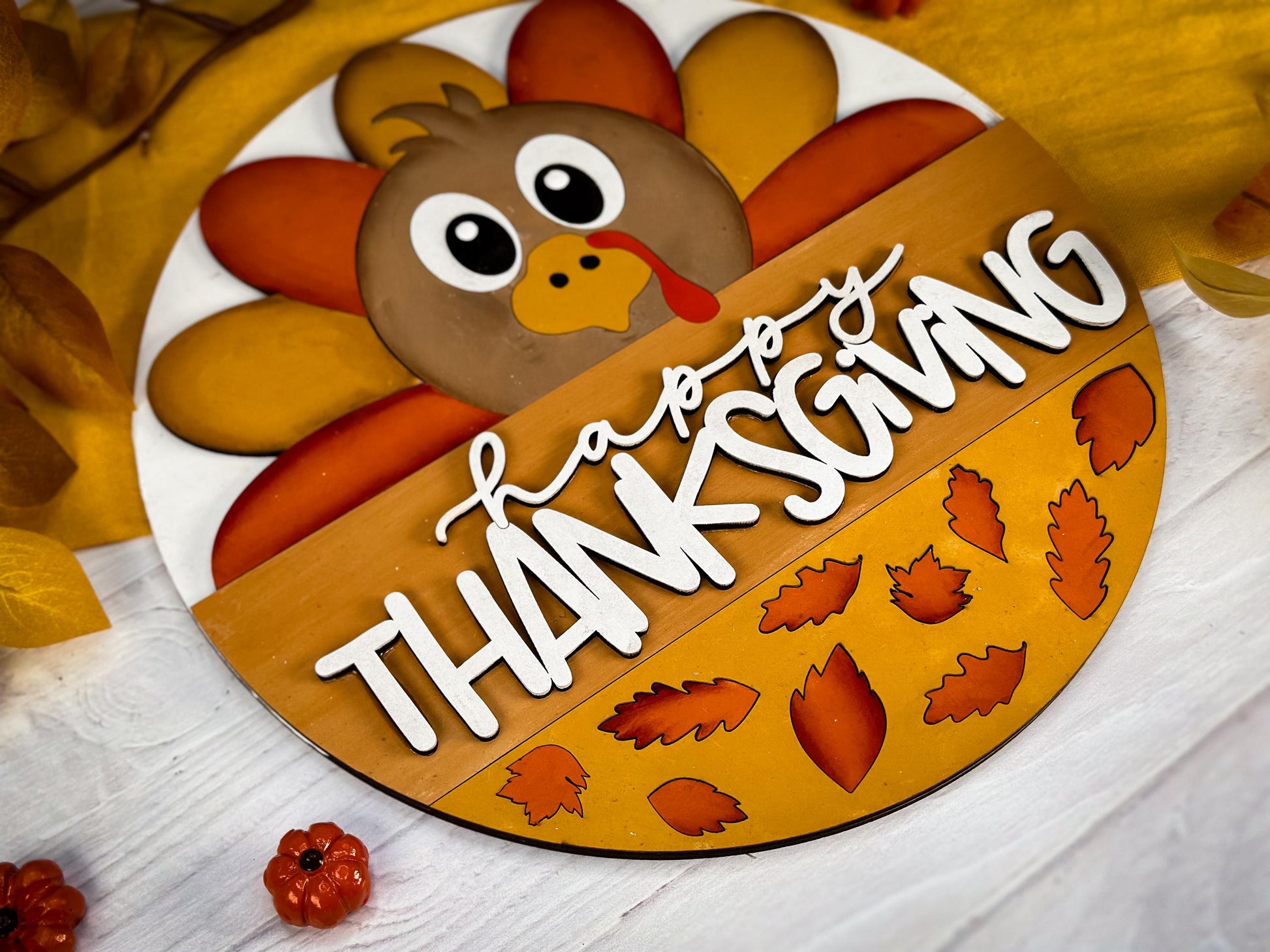Happy Thanksgiving Door Hanger SVG | Cute Turkey Thanksgiving Sign Digital File | Fall Decor Laser Cut SVG | Glowforge svg | Xtool SVG