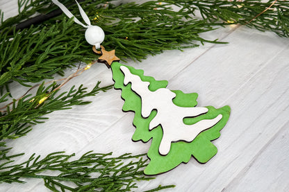 Layered Christmas Tree Ornament SVG, Laser Cut Holiday Tree, Wood Ornament Laser File, Christmas Decor SVG