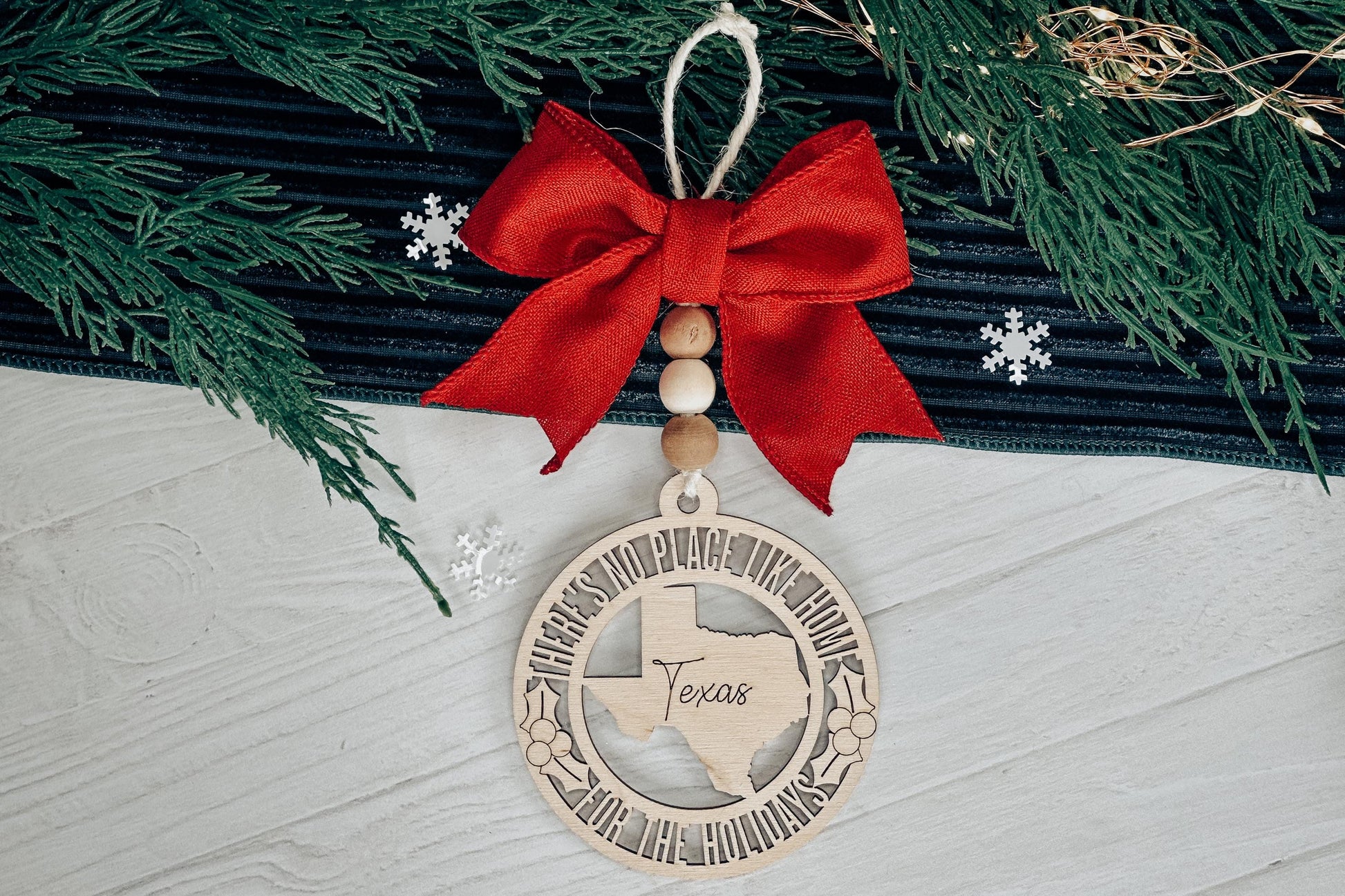 All 50 States Christmas Ornament SVG Laser Cut File | There's No Place Like Home | State Shape Ornament | Laser Ready Holiday Decor SVG