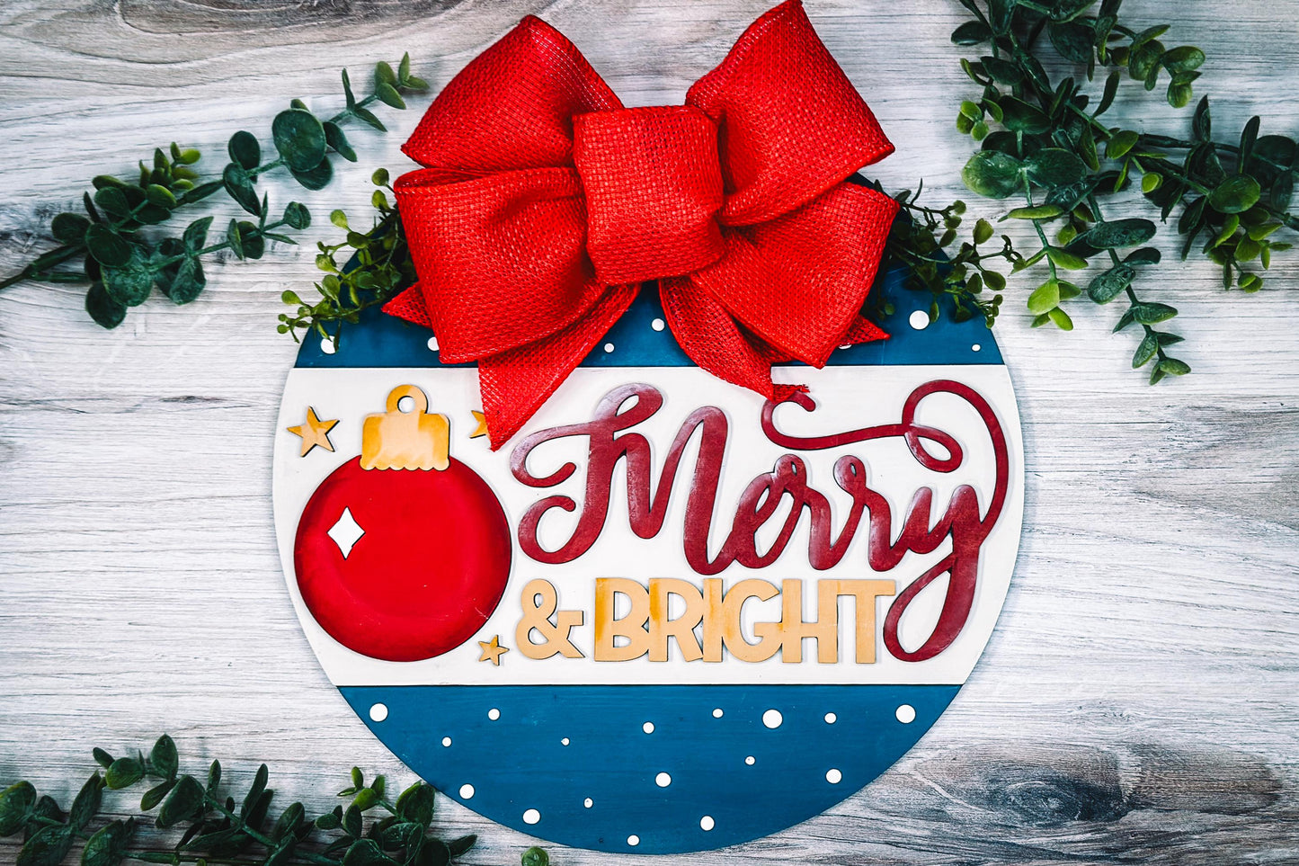 Merry and Bright Laser Cut File | Ornament with Stars & Sparkle Design | Christmas Holiday SVG for DIY Decor and Gifts