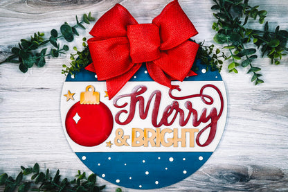 Merry and Bright Laser Cut File | Ornament with Stars & Sparkle Design | Christmas Holiday SVG for DIY Decor and Gifts