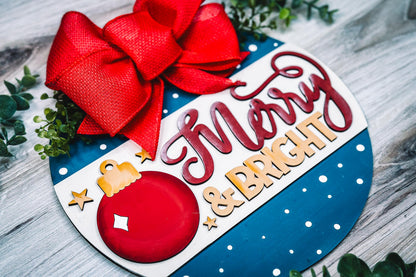 Merry and Bright Laser Cut File | Ornament with Stars & Sparkle Design | Christmas Holiday SVG for DIY Decor and Gifts