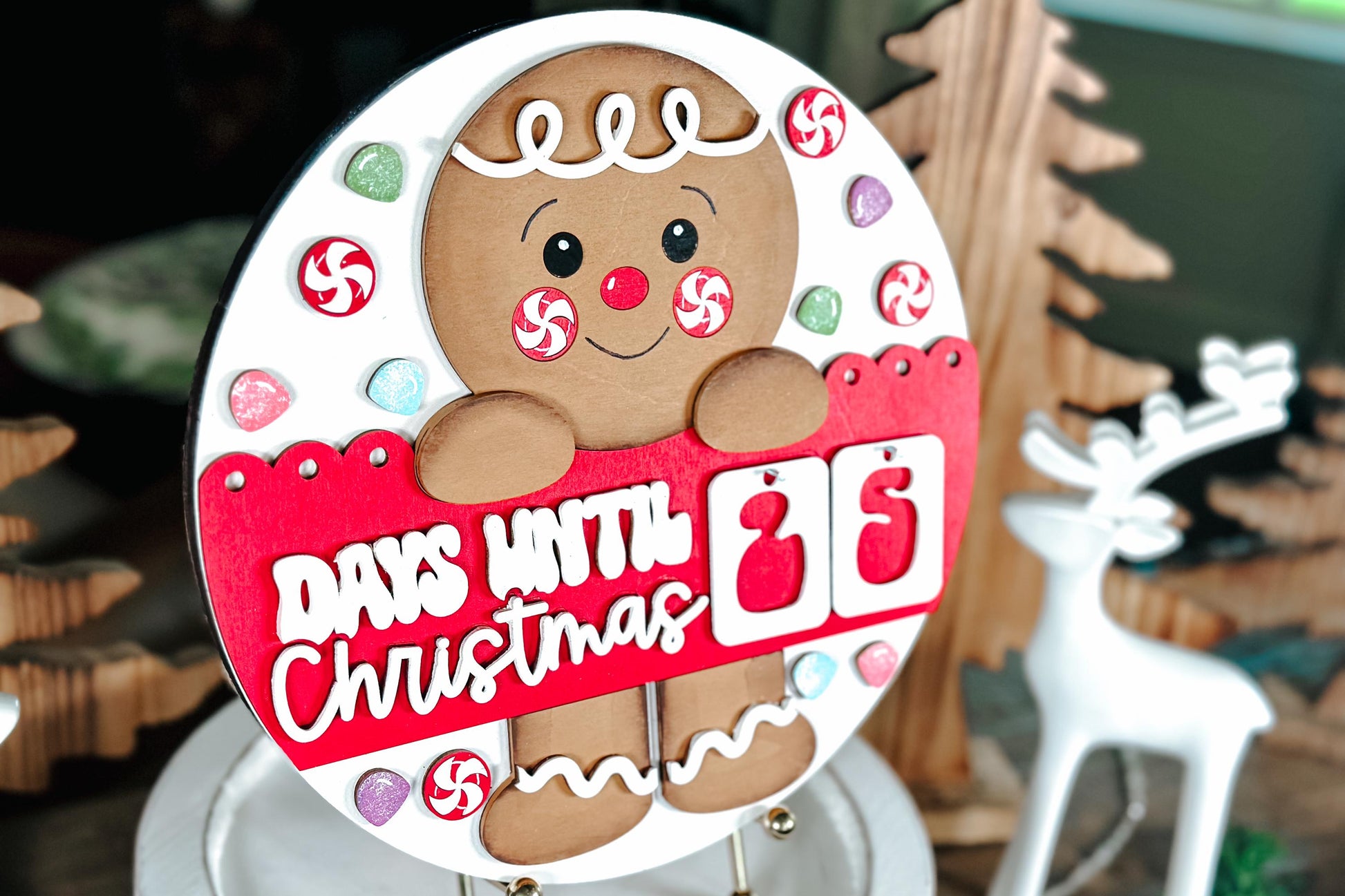 Gingerbread Christmas Countdown SVG - Days Until Christmas Laser Cut File - Holiday Decor SVG