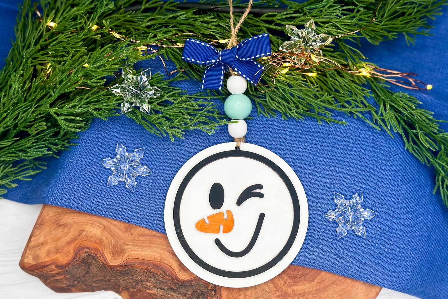 Snowman Face Ornament Laser Cut Files SVG | Christmas Snowman Ornament SVG Bundle | DIY Laser Snowman Ornaments for Glowforge & Xtool